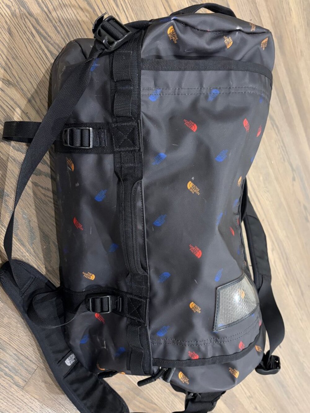 North Face Duffel Bag Base Camp Black Convertible Back Pack S Logo Multicolor